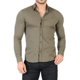 Camisa Social Masculina Slim Fit Manga Longa