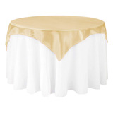 Linentablecloth 60-inch Square Satin Overlay Gold