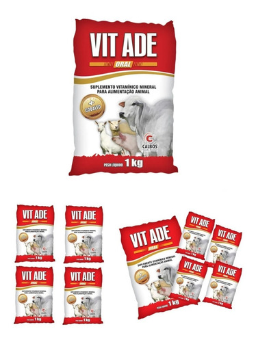 10x Vitamina Ade Oral Vitaminico - 1kg Misturar Sal/ração