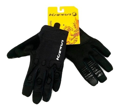 Guantes Bicicleta Kapra Black Dedos Largos Respirable Mtb