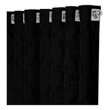 Cortina Jacquard 270 X 1,30 Altura Semi Blackout Sala/quarto Cor Preto