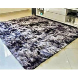 Alfombras Peludas Livianas 180x200 Cm  Negra Jaspeada