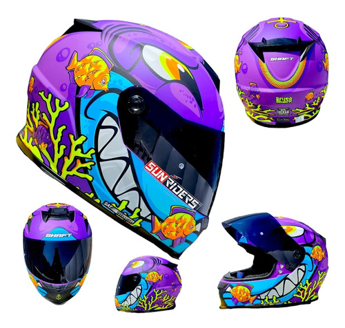 Casco Moto Mujer Shaft Integral Certificado Dot Morado Pulsa