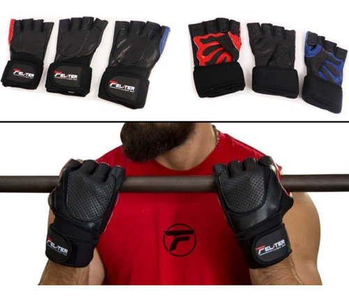 Guantes Para Gym De Piel Con Muñequera, Marca Felter!!