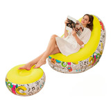 Sillón Inflable Con Reposa Pies Multicolor Confort + Bomba