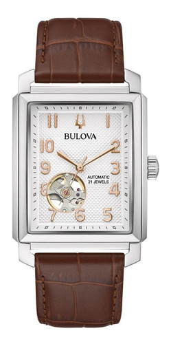 Reloj Bulova Automatico Para Hombre 96a268 Sutton Piel Cafe