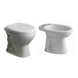 Juego Baño Ferrum Andina Inodoro + Bidet 1a + Asiento Madera