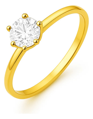 Anel Solitário 2mm Com Pedra Zirconia Branca Ouro 18k Luxo | MercadoLivre
