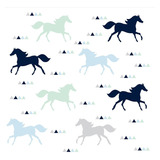 Papel De Parede Adesivo De Cavalos Quarto De Menino Azul 