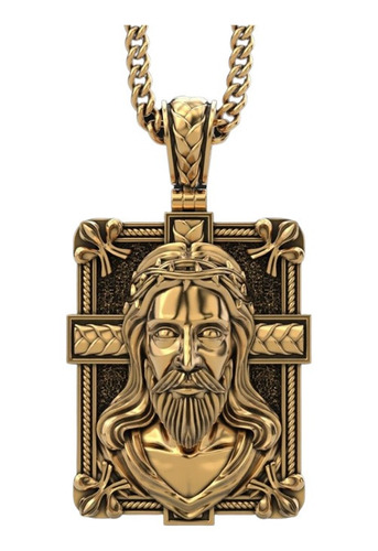 Dije De Jesús En Cruz Para Hombres En Plata 925 Chapado Oro