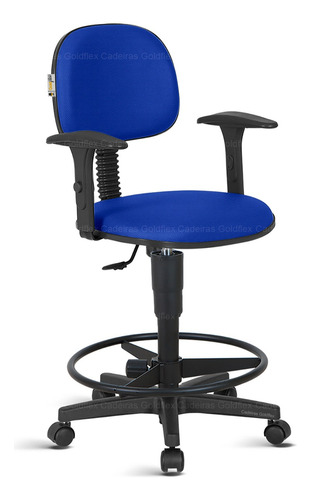 Cadeira Caixa Alta Secretaria C/ Braco Rodizios Rj Azul