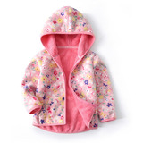 Sudadera Polar Con Gorro Rosa Floreada Para Niñas Pequeñas