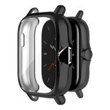 Capa Protetora Case De Silicone Tpu Com Pelicula De Silicone Embutida Compativel Com Amazfit Gts 2 1969 2e A2021 - Cor Preto