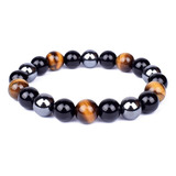 Pulsera Triple Protección  Piedras Naturales 8 Mm Unisex 