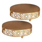 2x Bandeja De Sobremesa De Casamento Dourada Cake Stand Cand