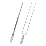 Espetos Para Churrasco Inox Duplo E Espada Lâmina 60cm