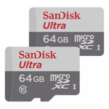 2 Micro Sd 64gb 100mb/s Sandisk Ótima Opção P/ Camêra Espiã