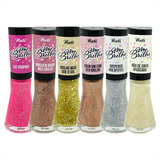 Kit Esmaltes Glitter Nati Meu Brilho Hipoalérgico 6 Cores