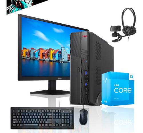 Pc Oficina Slim + Monitor 22 + Perif: Core I3 16gb 500g Wifi