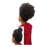 Cabelo Humano Coque 100gr 30cm Afro Puff Cacheado Black