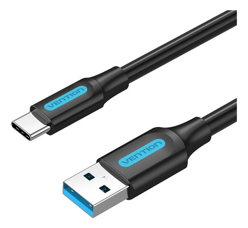 Cable Usb Tipo C Vention Datos 5gbps Carga Rapida 5a 50cm Negro