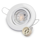 Spot Embutir Blanco Circular Con Dicroica Led 7w Pack X20