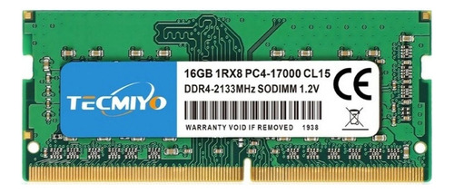 Memoria Ram Tecmiyo Gamer Color Verde 16gb 1 Tecmiyo Ddr4-2133