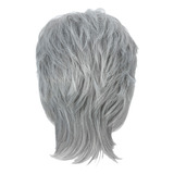 Peluca Corta Gris Plateada, Fibra De Pelo Realista Y De Moda