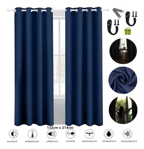 Cortina Blackout Opaca Ventana 132x244cm Cuarto Sala 1pz