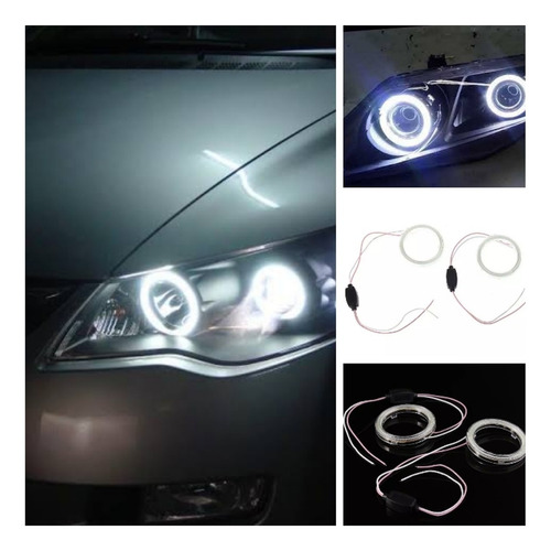 Farol Projetor Bi Xenon Retrofit Led Angel Eyes Carros Motos