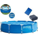 Piscina Estrutural Redonda 6503l + Capa + Forro  28210 Intex