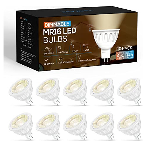 Bombillas Led Mr16 Regulables, Luz Blanca Suave De 2700...