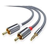 Cable Audio Jack 3.5 Mm A 2 Rca Conector Auxiliar Stereo 2m