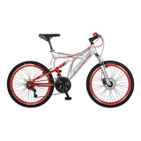 Mountain Bike Masculina Benotto Montaña Rush R24 Único 21v Freno V-brakes Cambios Sunrace Color Plateado/rojo Con Pie De Apoyo