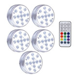 Pack 5 Luces Led Piscina Sumergibles 10 Led Con Control 