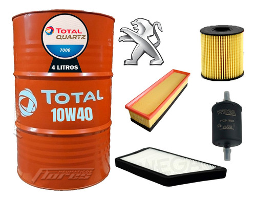 Cambio Aceite 10w40 4l + Kit Filtros Peugeot 207 Compact 1.4