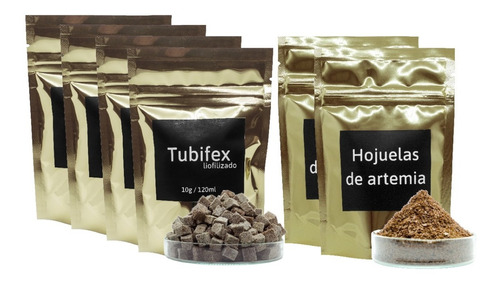 4 Tubifex Liofilizado 10g/120ml Y 2 Hojuelas De Artemia 40g