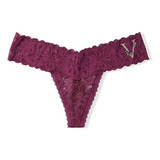 Calcinha Victorias Secret Fio Dental De Renda Lace Up Berry