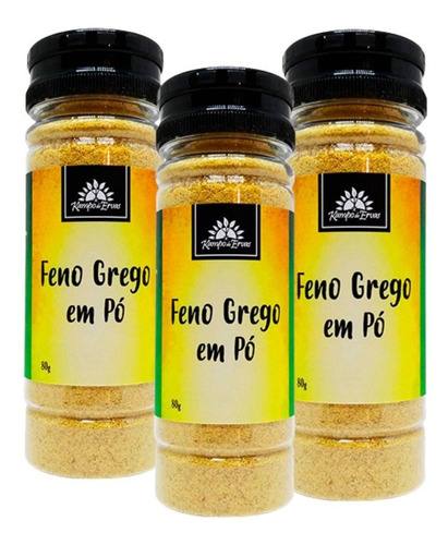 Feno Grego Em Pó Natural Kampo De Ervas Frasco 3und 80g Cada