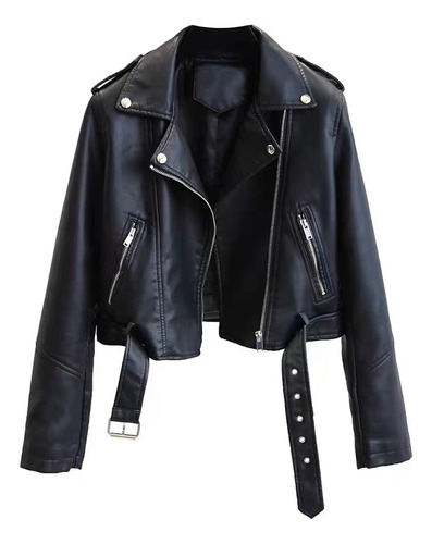 Chaqueta Chamarra Biker Dama Cuero Sentetico Talla Grand [u]