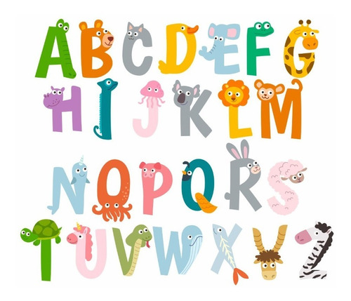 Adesivo Decorativo Parede Infantil Alfabeto Animais