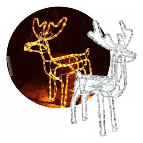 Reno Adorno Navidad Con Luces Led 95 Cm Alto Sin Movimiento