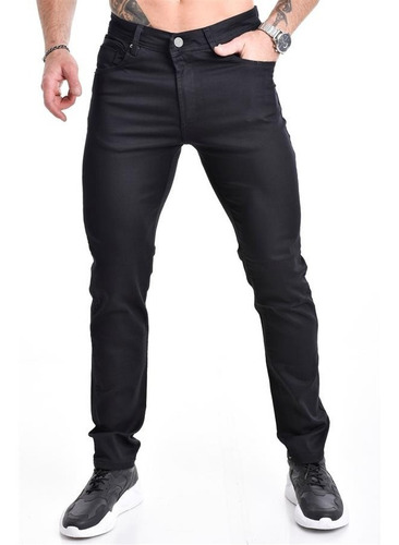 Pantalon Jeans Semi Chupin Negro Calidad Premium