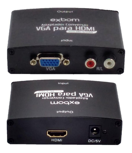 Cabo Conversor De Vga Para Hdmi -  Entrada Áudio P2 Ou Rca