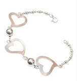 Pulsera Plata 925 Corazones Con Pelotitas Ppl153 Italy Lucio