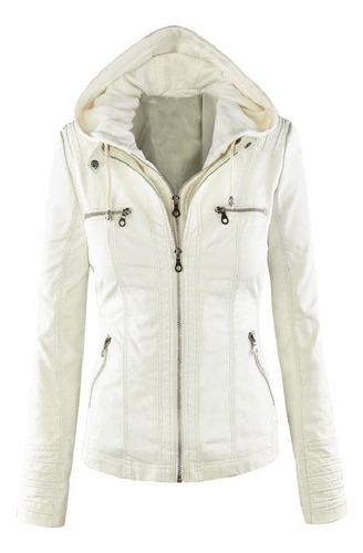 Chaqueta De Piel De Mujer Con Capucha Size Plus