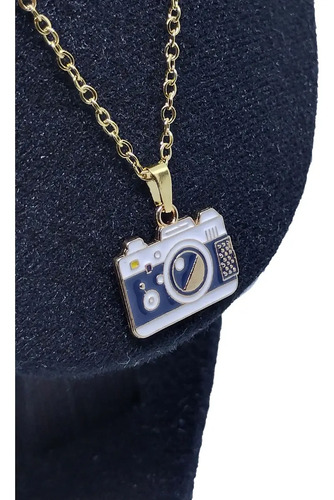 Cadena Dije Aretes Camara Fotografica Acero + Estuche Gratis