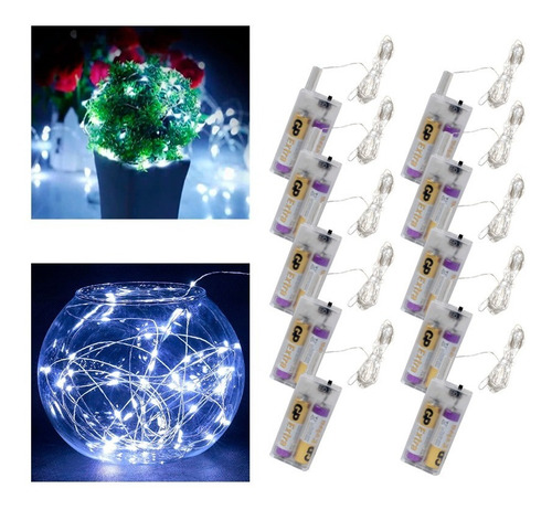 10 Tiras De Luz Led Para Globos Transparente Decoración Color De La Luz Blanco Frío