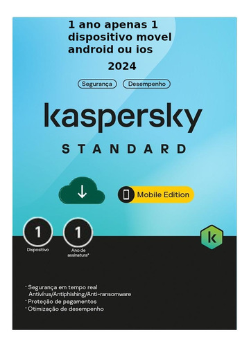 Antivirus Kaspersky Android E Ios Para 1 Dispositivo 1 Ano