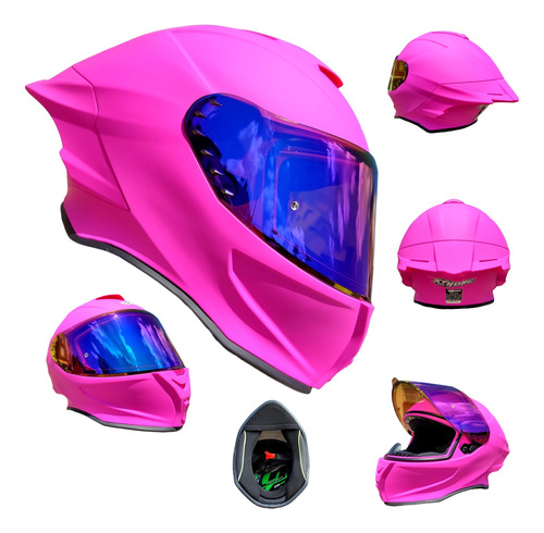 Casco Para Moto  Barbie Rosa Neon Dama Deportivo Ece Xtrong